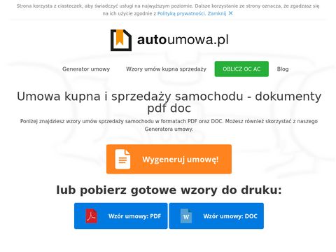 Autoumowa.pl generator umowy sprzedaży