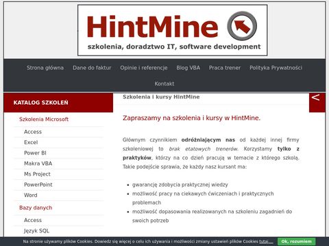 Hintmine.com szkolenia excel Wrocław