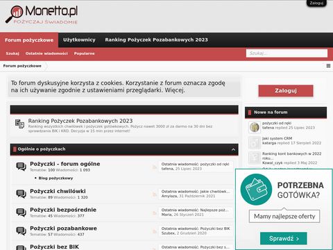 Pożyczki forum dyskusyjne Monetto.pl