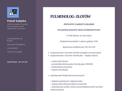 Pulmonolog - internista Paweł Gałązka