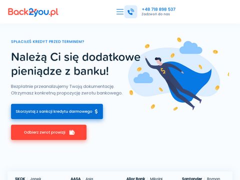 Back2you.pl zwrot prowizji bankowej